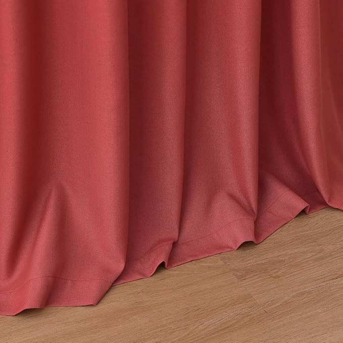 Nanspring Christmas Red Linen Curtains 96 Inches Long for Living Room Light Filtering Semi Sheer Curtain Back Tab Rod Pocket Vintage Rustic Luxury Home Decor Neutral Drapes for Bedroom 52x96, 2 Panels