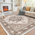 OPPODREAM Soft Area Rugs 5x7, 5x7 Washable Rug with Non Slip Backing, 5 x 7 Faux Cashmere Low-Pile Carpet, Khaki