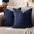 GIGIZAZA Navy Blue Velvet Pillow Covers 18x18,Square Solid Throw Pillow Covers Decorative Modern Pillows Small Vintage Cases for Couch Pack of 2