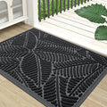 Colorxy Waterproof Doormat, Sturdy Natural Rubber Front Indoor Mat, Non Slip Low Profile Indoor Outdoor Door Mats, Stain and Fade Resistant Floor Mat, Easy Clean Patio Entrance Mat, 48''x32'', Black