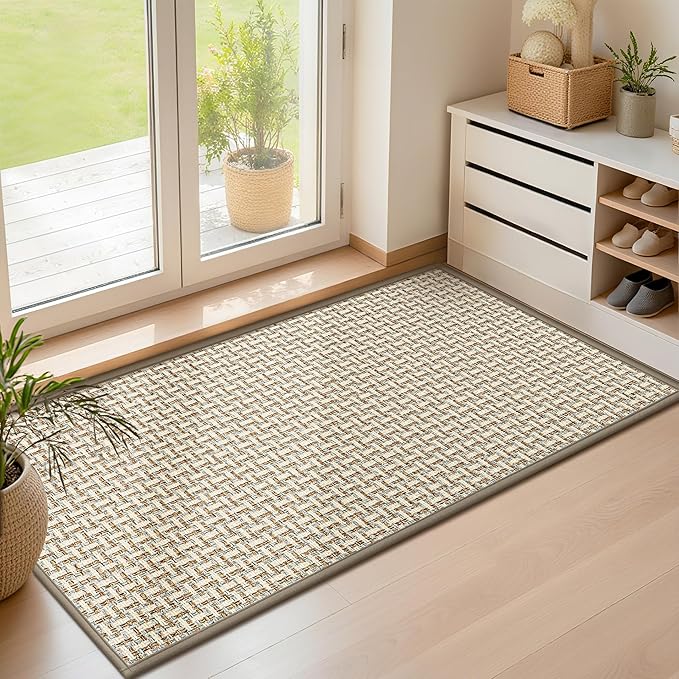 LEKEEPGO Door Mat Indoor Entrance 24"x47", Absorbent Indoor Door Mat Large, Non Slip Rubber Backing Inside Door Mats, Washable Floor Mat, Low-Profile Doormat for Front Door, Entryway, Entrance, Grey