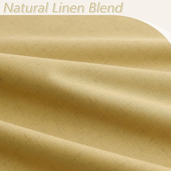 Guken 100% Blackout Curtains 63 Inch Length 2 Panels Set for Living Room Bedroom Back Tab Thermal Insulated Black Out Linen Drapes Room Darkening Window Curtains 63 Inches Long,Gold