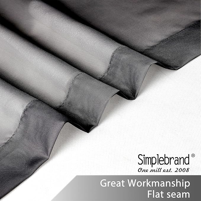 Simplebrand Black Sheer Curtains 63 Inch Length 2 Panels, Rod Pocket Solid Color Window Sheer Curtain Panels, Elegant Curtains & Drapes for Living Room, Bedroom 2 Panels (Black, 42" W x 63" L)