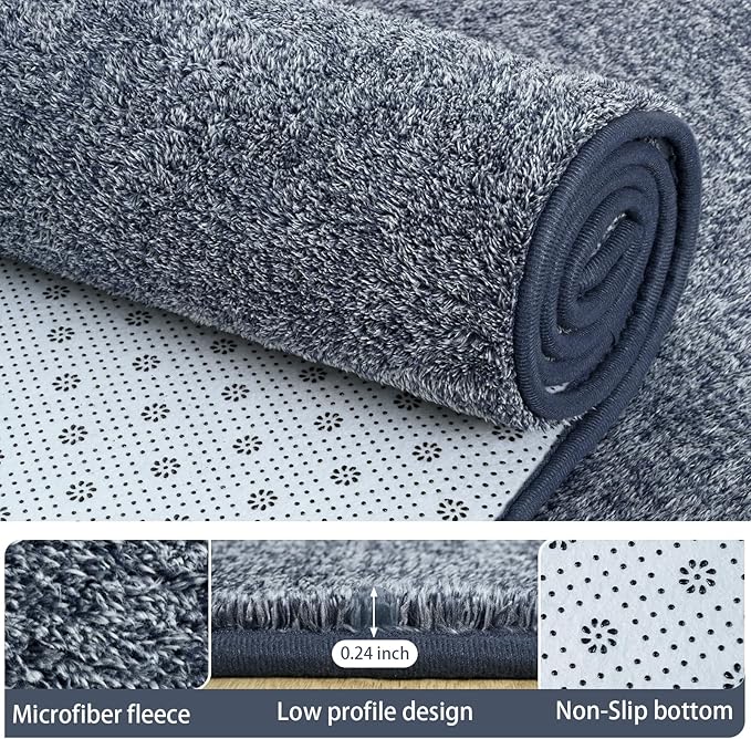 AROGAN Washable 5×7 Living Room Rug, Modern Area Rugs with Soft Memory Foam for Bedroom, Minimalist Non-Slip Indoor Floor Carpet for Dining Room Office Kids Playroom Decor, Navy Blue