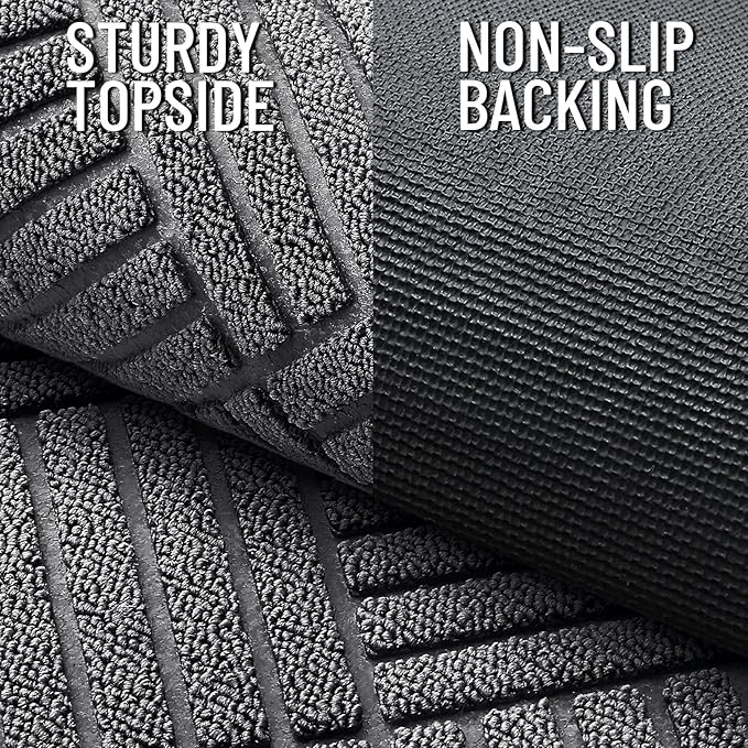OLANLY Front Door Mat Outside Entrance 47x32, Absorbent, Heavy Duty Sturdy Natural Rubber Doormat Indoor Outdoor, Stain and Fade Resistant, Non-Slip Low Profile Floor Mat for Entryway, Grey Diamond