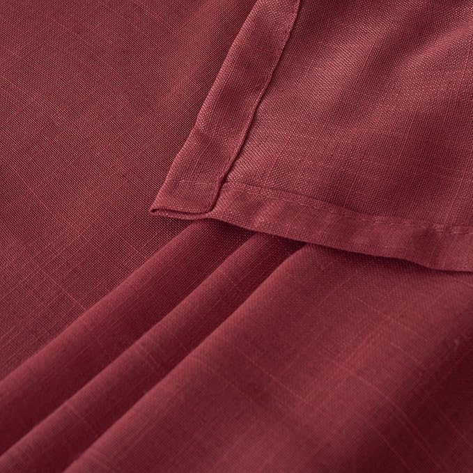 BGment Burgundy Linen Curtains 72 Inches Long for Living Room, Window Drapes Semi Sheer Textured for Farmhouse Bedroom Dining Christmas Decor with Rod Pocket Lightweight, 2 Panels, Each 52 Inch Wide