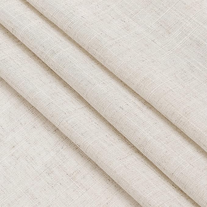 Nanspring Beige Cafe Curtains 48 Inch Length Set 2 Panel Back Tab Pocket Semi Sheer Short Linen Beige Curtain Tiers for Small Bathroom Window Basement 52x48