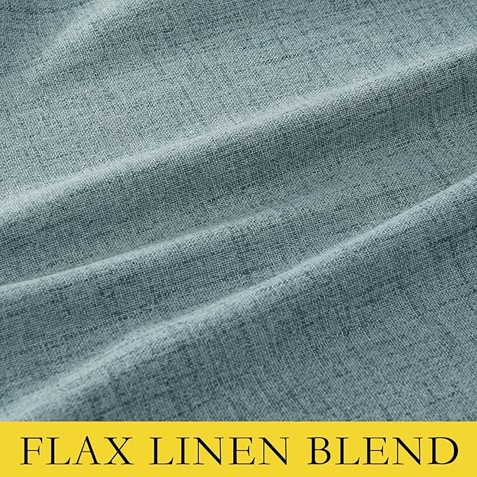 NICETOWN 100% Absolutely Blackout Linen Curtains with Thermal Insulated Liner, Skylark Blue, 52" Wide, 102" Length Energy Saving Curtains for Living Room 2 Panels Set, Vertical Blinds