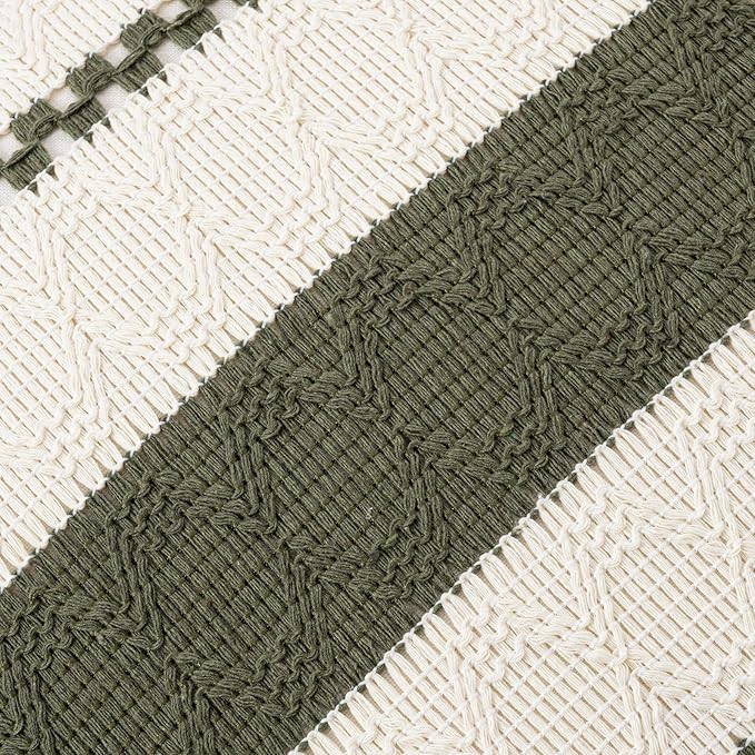 Fancy Homi Set of 1 Boho Olive Green Big Decorative Throw Pillow Cover 24x24 Inch for Couch Bed Bedroom, Aesthetic Modern Organic Farmhouse Room Decor, Soft Cotton Accent Macrame Woven Cushion Case