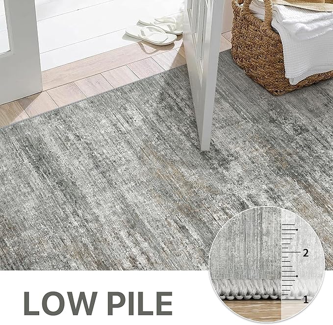 BEIMO Area Rugs 5x7 for Living Room Bedroom, Modern Abstract Machine Washable Rug, Large Soft Low Pile Floor Cover with Non Slip Backing for Dining Room, Ash Gray Brown