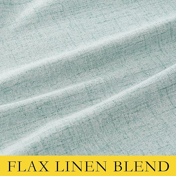 NICETOWN 100% Absolutely Blackout Linen Curtains with Thermal Insulated White Liner, Seafoam Green, 52" Wide, 90" Length Energy Saving Curtains for Living Room 2 Panels Set, Vertical Blinds