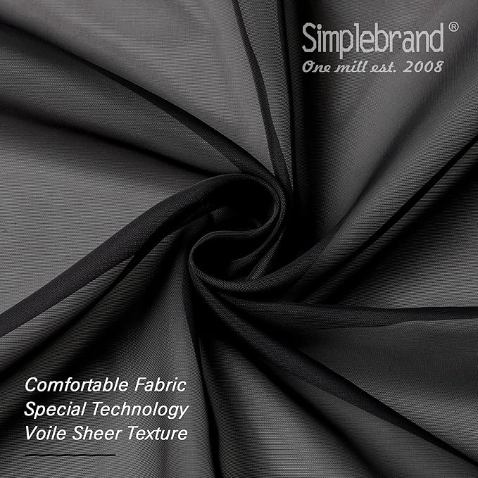 Simplebrand Black Tier Curtains for Kitchen 24 Inches Long 2 Panels Set, Rod Pocket Cafe Curtain Light Filtering Sheer Short Curtains for Bathroom/Basement Half Window 42 x 24 Inch, 2Pcs, Black
