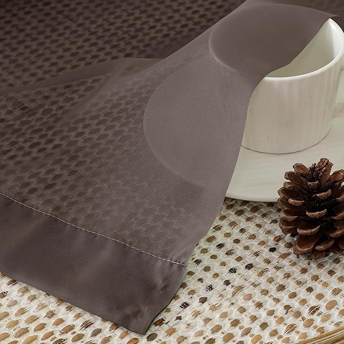 OVZME Brown Sheer Curtains 36 inches Long, Short Kitchen Window Treatment Solid Sheers Cafe Curtains Tiers Voile Half Window Curtains 2 Panels for Kitchen Room Laundry, Rod Pocket, 42" Wx36 L