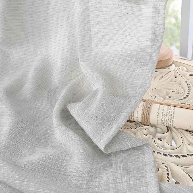 BGment Light Grey Linen Curtains 80 Inch Length for Living Room, Window Drapes Lightweight Rustic Country Textured for Bedroom Farmhouse Decor Rod Pocket, 2 Panels Set, 52 Inch Wide