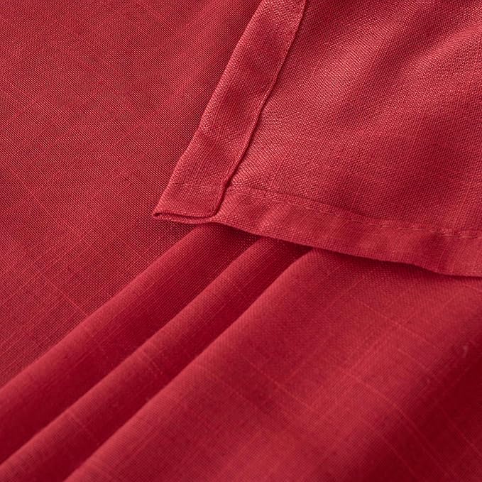 BGment 96 Inches Long Linen Curtains for Living Room, Semi Sheer Red Window Drapes Textured for Farmhouse Bedroom Dining with Rod Pocket Lightweight, 2 Panels Set, Each 52 Inch Wide