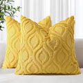 decorUhome Summer Throw Pillow Covers 22x22 Inch Set of 2, Soft Plush Faux Wool Mustard Yellow Solid Couch Pillow Covers, Accent Euro Sham Farmhouse Square Pillow Cases for Sofa Bed Living Room