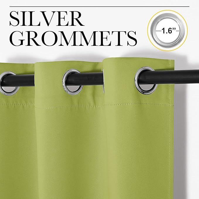 NICETOWN Fresh Green Blackout Curtains 40 inches Length for Kitchen, 2 Panels, 29" Wide, Thermal Insulated Decoration Drapes for Small Window