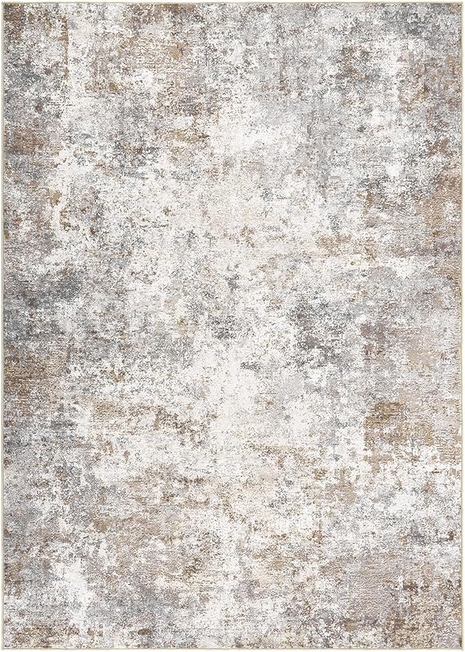 UERMEI 9x12 Area Rug Living Room Rugs - Washable Neutral Modern Abstract Soft Thin Large Rug Indoor Floor No Slip Rug Carpet for Bedroom Under Dining Table Home Office Decor - Brown Grey