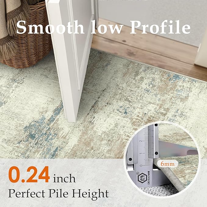 2x3 Area Rug Washable Beige Brown Abstract Modern Neutral Entryway Carpet Non Slip Soft Low Pile Door Mat Contemporary Aesthetic Small Rug for Bathroom Laundry Kitchen Dining Room