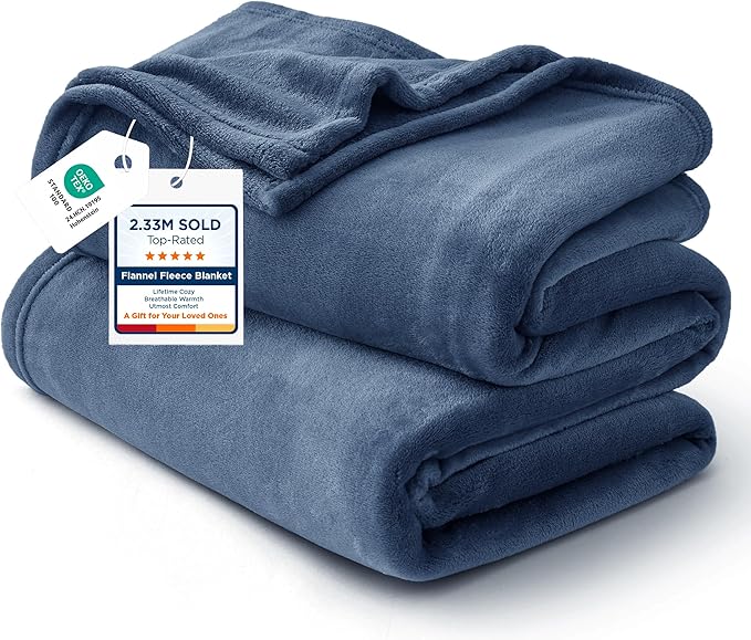 Bedsure GentleSoft Fleece Blanket California King Mineral Blue - Lightweight Plush Fuzzy Cozy Soft Bed Blankets, 102x96 inches
