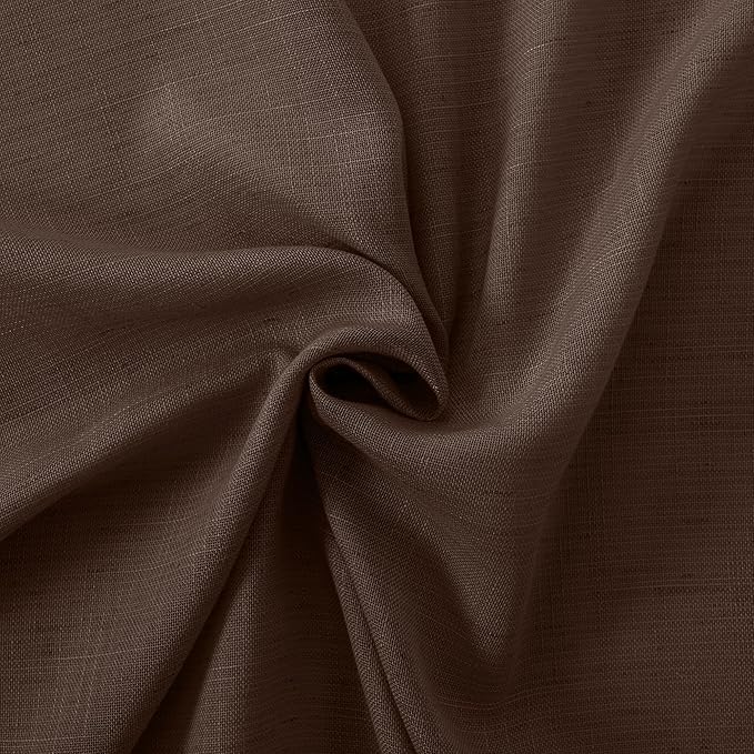 BGment Brown Linen Curtains 84 Inch Length 2 Panels for Living Room Windows, Chocolate Semi Sheer Drapes Textured with Rod Pocket for Farmhouse Bedroom Dining Decor Lightweight, Each 52 Inch Wide