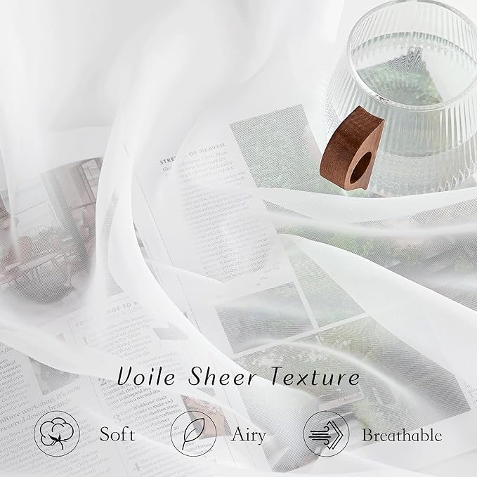 NICETOWN Ivory Sheer 102 inch Curtains for Living Room, Grommet Elegant & Airy Sheer Window Treatments Lightweight Drapes for Living Room/Bedroom, 2 Panels, W54 x L102