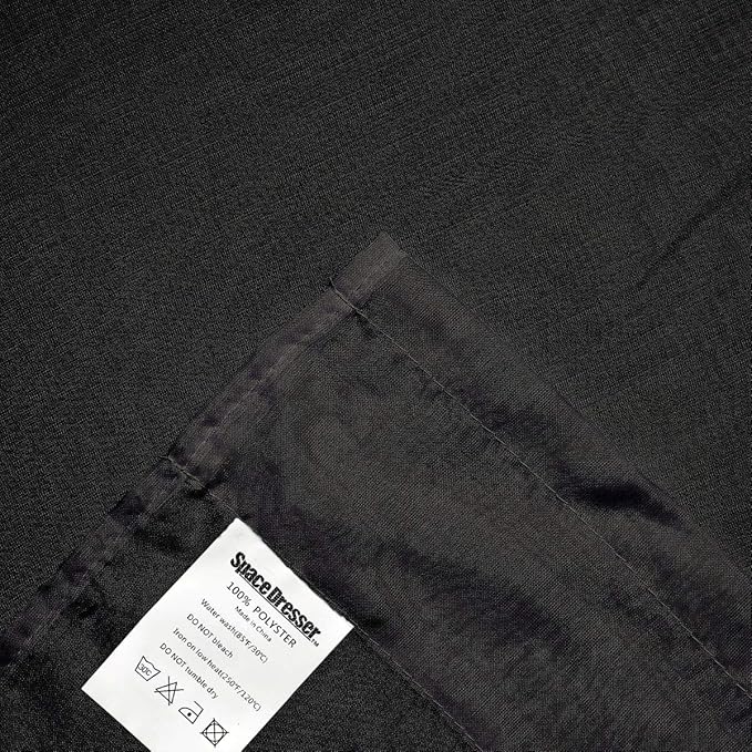 SpaceDresser Sheer Voile Window Treatment Rod Pocket Curtain Panels for Kitchen Bedroom Living Room Drapes Sunlight Filtering Privacy Semi Home Decor Assorted (Black, 52 W x 45 L)