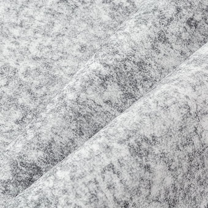 PureCozy 5x7 Area Rug Washable Vintage Living Room Carpet Large Indoor Non Slip Grey Bedroom Distressed Low Pile Retro Accent Throw Rug for Dining Room