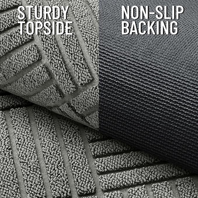 OLANLY Front Door Mat Outside Entrance 47x32, Absorbent, Heavy Duty Sturdy Natural Rubber Doormat Indoor Outdoor, Stain Fade Resistant, Non-Slip Low Profile Floor Mat for Entryway, Modern Gray Diamond