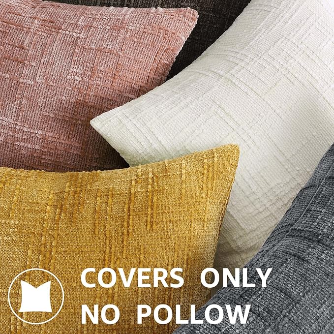 decorUhome Summer Pink Chenille Throw Pillow Covers 12x20 Set of 2 Textured Soft Cozy Slubby Couch Pillow Covers Modern Farmhouse Boho Decorative Pillow Cases for Bed Sofa Living Room