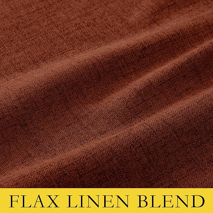 NICETOWN 100% Absolutely Blackout Linen Curtains with Thermal Insulated Liner, 42" Wide, 2 Panels, 84" Long Drapes, Grommet Retro Burnt Orange Linen Curtains Vertical Drapes Privacy for Bedroom