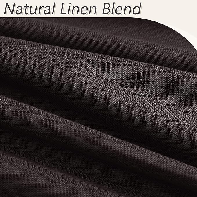 Guken Cocoa Coffee 100% Blackout Linen Curtains 120 Inch Length 2 Panels Set for Living Room Bedroom Back Tab/Rod Pocket Thermal Insulated Farmhouse Black Out Drapes Room Darkening,52x120
