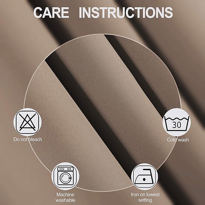 LEMOMO Cappuccino Thermal Blackout Curtains/38 x 63 Inch/Set of 2 Panels Room Darkening Curtains for Bedroom