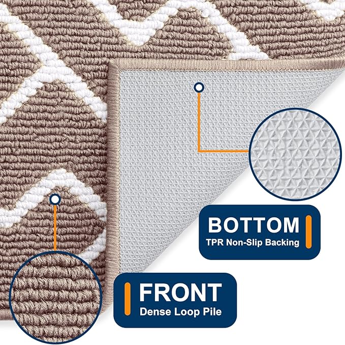 OLANLY Front Door Mat, Non-Slip Rubber Backing, Dirt Resistant and Absorbent, Washable, Easy to Clean Low-Profile Indoor Doormat for Back Door, Entryway, Inside Entrance, 40x32, Brown