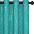 Deconovo Blackout Curtains for Living Room, Thermal Insulated Soundproof Drapes with Wave Dot Foil Print, 52 x 95 Inch, Set of 2, Machine Washable Window Curtain for Bedroom Sliding Door, Turquoise
