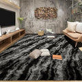 Tepook Fluffy Large Rugs for Living Room, Shag Area Rug 6x9 Soft Carpet for Bedroom, Modern Shaggy Rug for Kids Boys Girls, Plush Indoor Nursery Home Decor Rug with Non-Slip Bottom, Black Grey