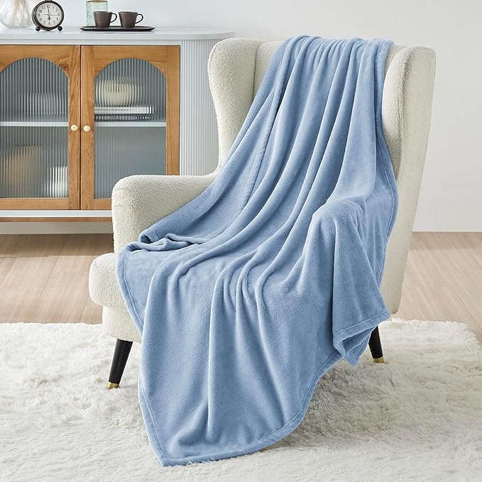 Bedsure Fleece Throw Blanket for Couch Light Blue - Lightweight Plush Fuzzy Cozy Soft Blankets and Throws for Sofa, 50x70 inches