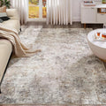 UERMEI 5x8 Area Rug Living Room Rugs - Washable Neutral Modern Abstract Soft Thin Large Rug Indoor Floor No Slip Rug Carpet for Bedroom Under Dining Table Home Office Decor - Brown Grey