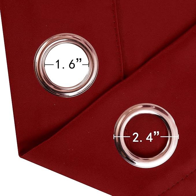 LEMOMO Red Blackout Curtains 34 x 63 Inch Length/Set of 2 Curtain Panels/Thermal Insulated Room Darkening Blackout Curtains for Bedroom
