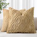 decorUhome Throw Pillow Covers 26x26 Inch Set of 2, Soft Plush Faux Wool Khaki Solid Couch Pillow Covers, Accent Euro Sham Farmhouse Neutral Square Pillow Cases for Sofa Bed Living Room