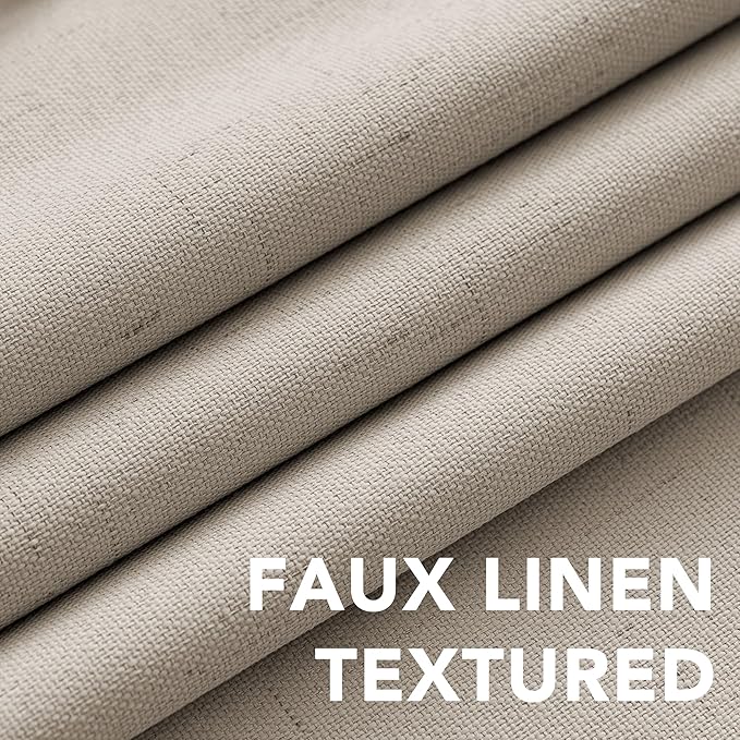 H.VERSAILTEX 100% Blackout Curtains for Bedroom Thermal Insulated Linen Textured Curtains Heat and Full Light Blocking Drapes Living Room Curtains 2 Panel Sets, Cobblestone, 52x108 Inch