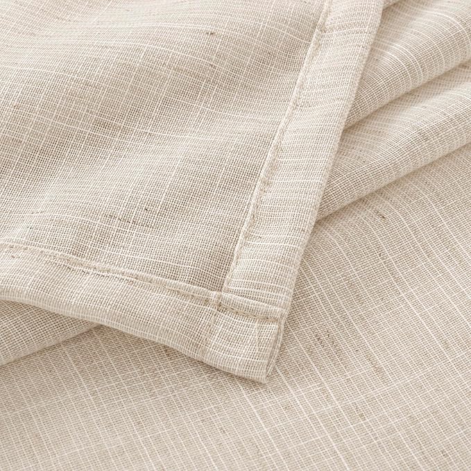 BGment Linen Curtains 45 Inch Length for Short Window - Oatmeal Rod Pocket Small Drapes Light Filtering for Cafe Bedroom Decorative Lightweight Natural Rustic, 2 Panels Set, 30 X 45 Inch