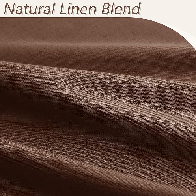 Guken 100% Blackout Curtains 96 Inch Length 2 Panels Set for Living Room Bedroom Back Tab Thermal Insulated Black Out Linen Drapes Room Darkening Window Curtains 96 Inches Long,Rustic Brown