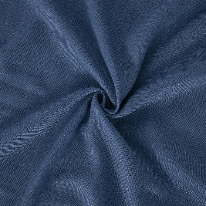 BGment Navy Blue Linen Curtains 48 Inch Length for Windows, Semi Sheer Drapes Light Filtering for Short Bedroom Living Room Bathroom Decor Lightweight with Rod Pocket, 2 Panels Set, Each 42 Inch Wide