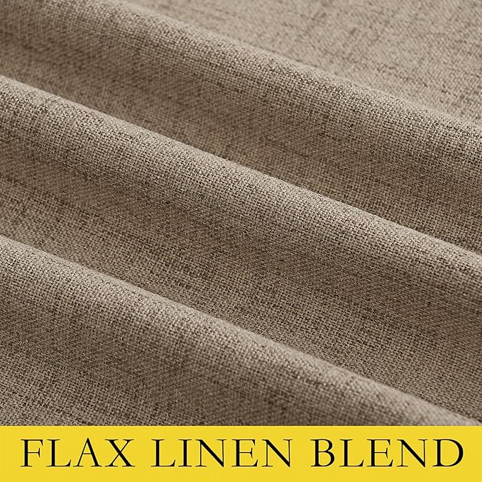 NICETOWN Burlap Vintage Open Linen Weave Flax Thermal Curtains, 100% Blackout Curtains 120" Long for Dining Room, Soundproof Window Treatment Drapes for Hall Room, 52" Wide Per Panel, Set of 2