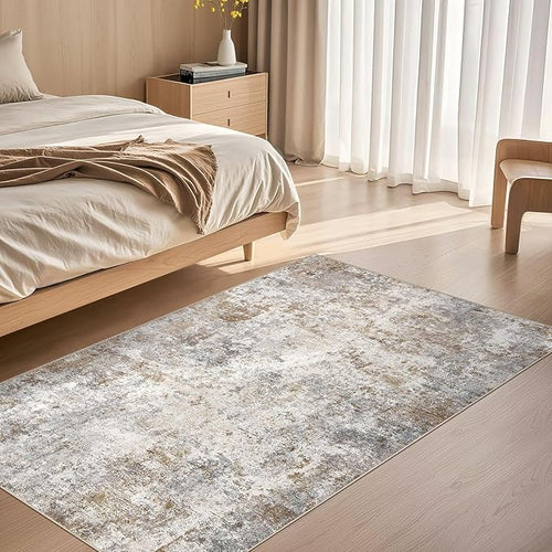 3x5 Area Rug Living Room Rugs, Washable Neutral – Brown