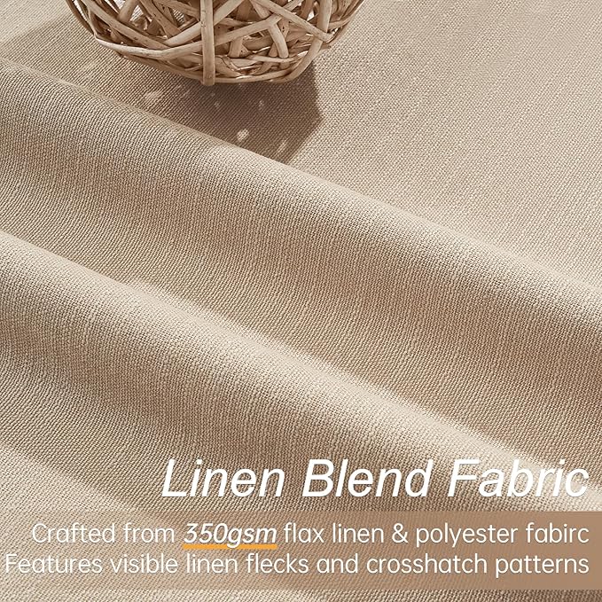 Topfinel Blackout Large Curtains for Living Room 108 Inch Long,Full Light Blocking Linen Blend Curtains with Hooks,Pinch Pleat Look Drapes for Office Bedroom Apartment,2 Panels,Taupe Tan