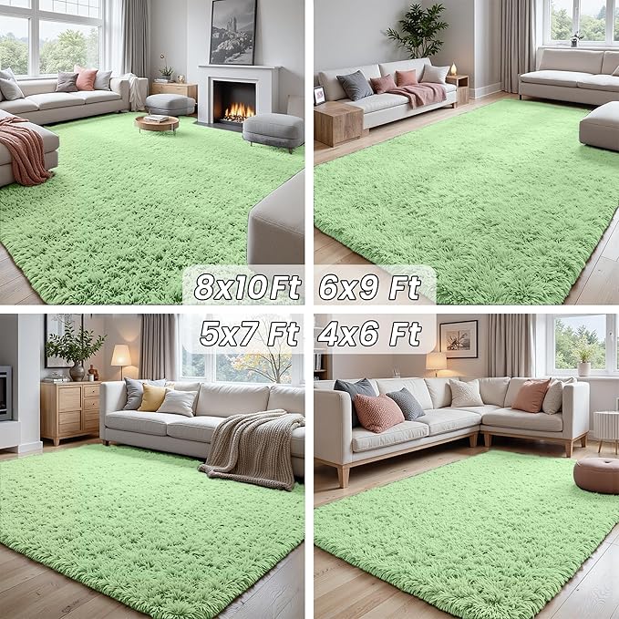 4x6 Area Rugs for Living Room Rug: Soft Fluffy Shag Mint Green Rugs for Bedroom, Non-Slip Large Fuzzy Plush Rug Indoor Floor Carpet for Nursery Kids Boys Girls Room, Dorms, Playroom, Modern Home Decor
