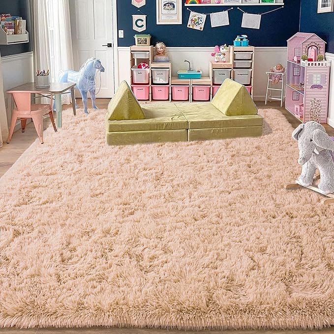 Rugs for Living Room 5x7, Soft Shaggy Modern Shag Area Rug for Bedroom, Upgrade Non-Slip Plush Fluffy Carpet for Kids Boys Girls Room Home Decor Aesthetic, Camel