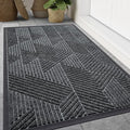 Smiry Front Door Mat Outside Entrance, Heavy Duty Sturdy Natural Rubber Doormat, Trap Dirt and Moisture, Easy Clean Low Profile Mats for Indoor Outdoor Entry, Irregular Triangle (71x47, Grey)